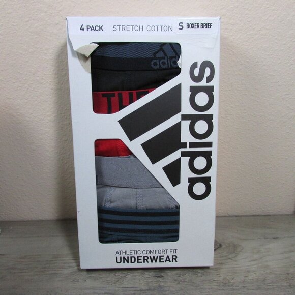 *Various Colors* NEW Adidas Men's Small Stretch Cotton Boxer Briefs 4 Pack - Picture 3 of 9